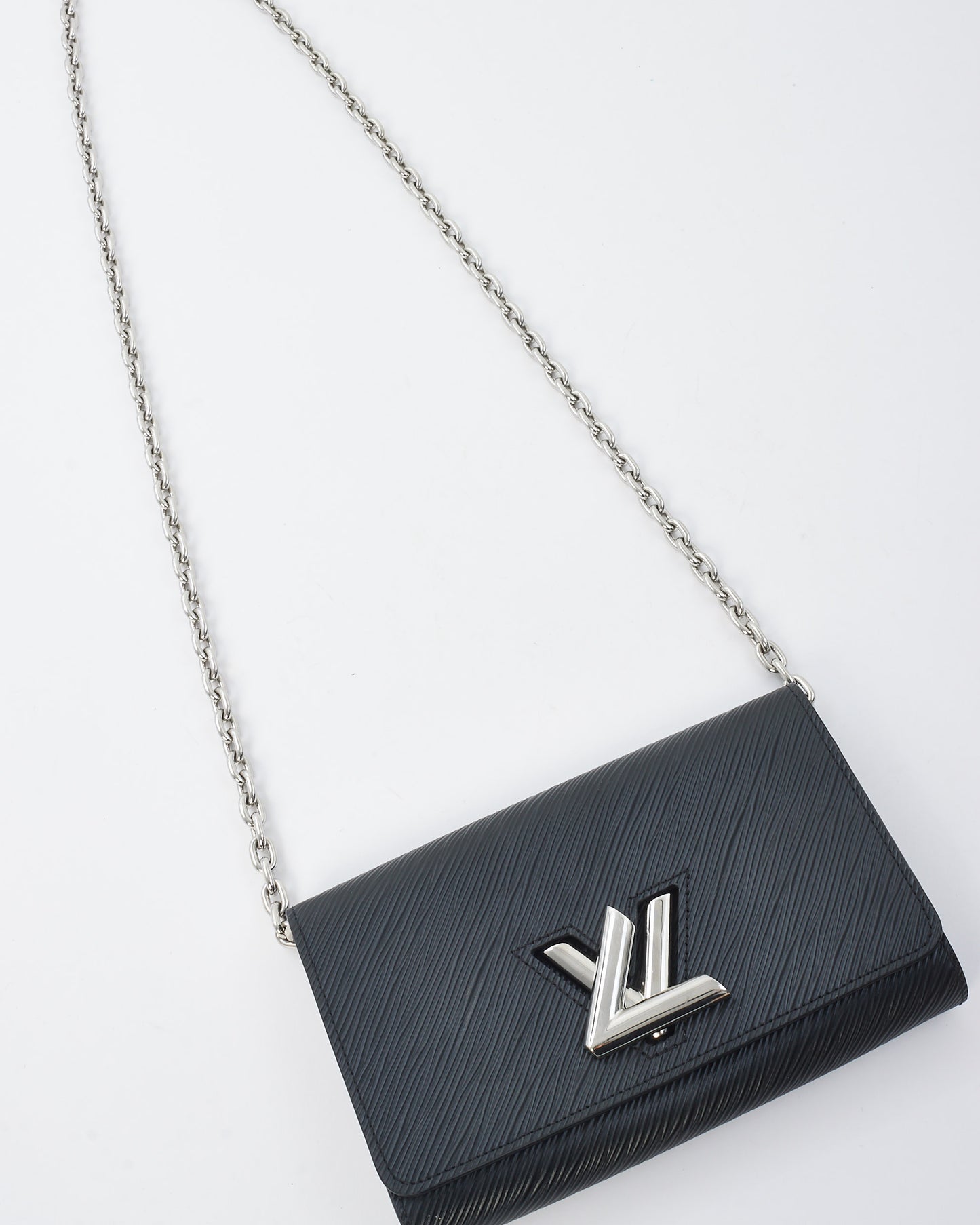 Louis Vuitton Black Epi Leather Twist Lock Wallet On Chain