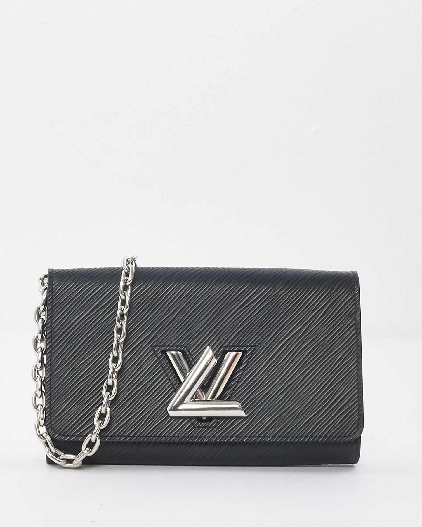 Louis Vuitton Black Epi Leather Twist Lock Wallet On Chain