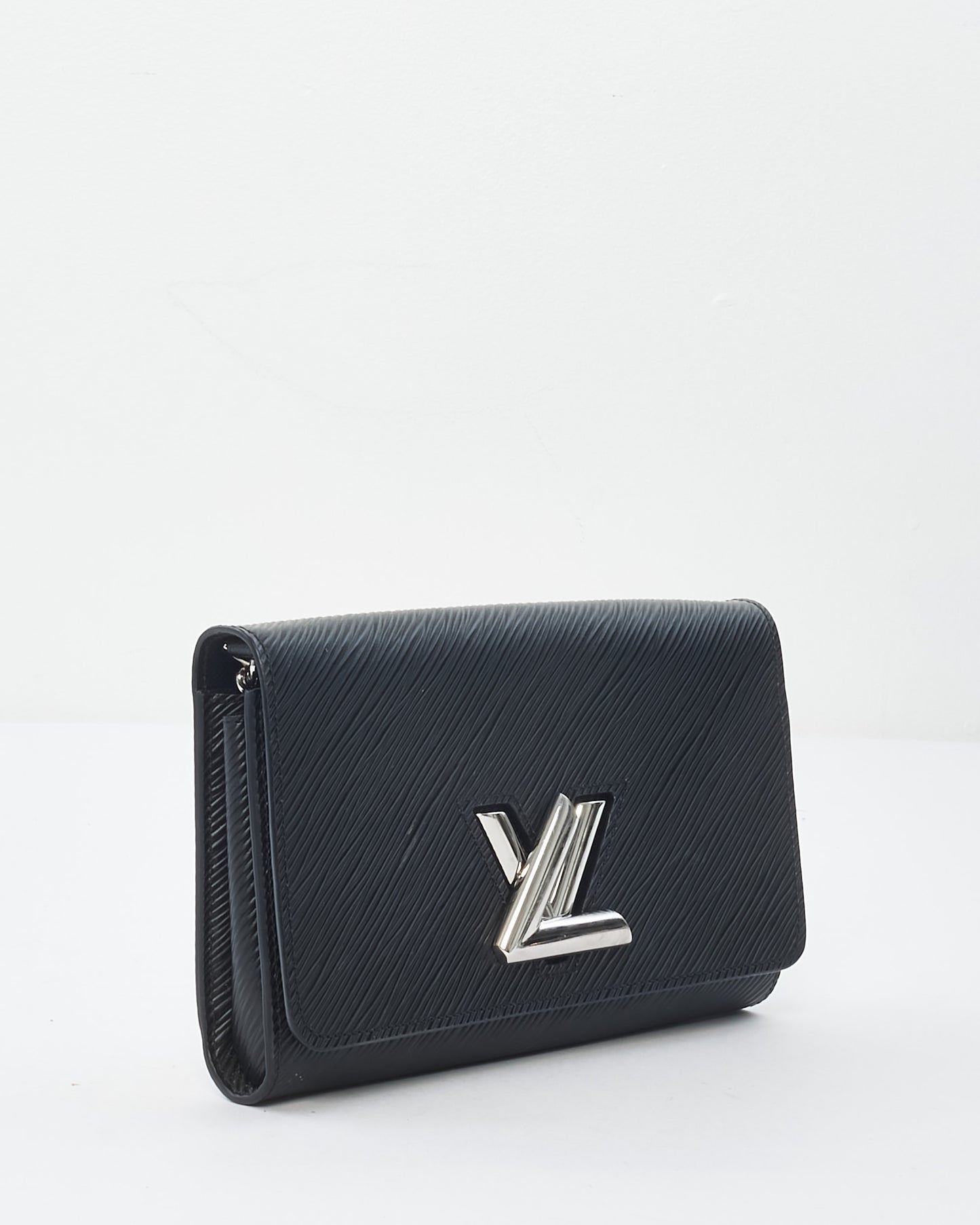 Louis Vuitton Black Epi Leather Twist Lock Wallet On Chain