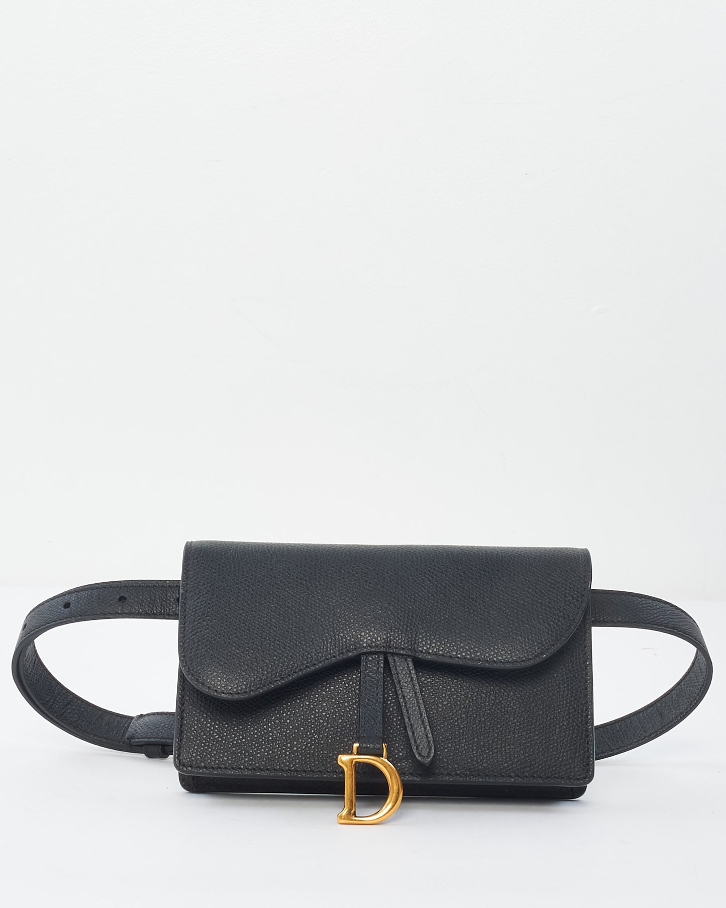 Dior Black Grained Leather Saddle Belt Bag