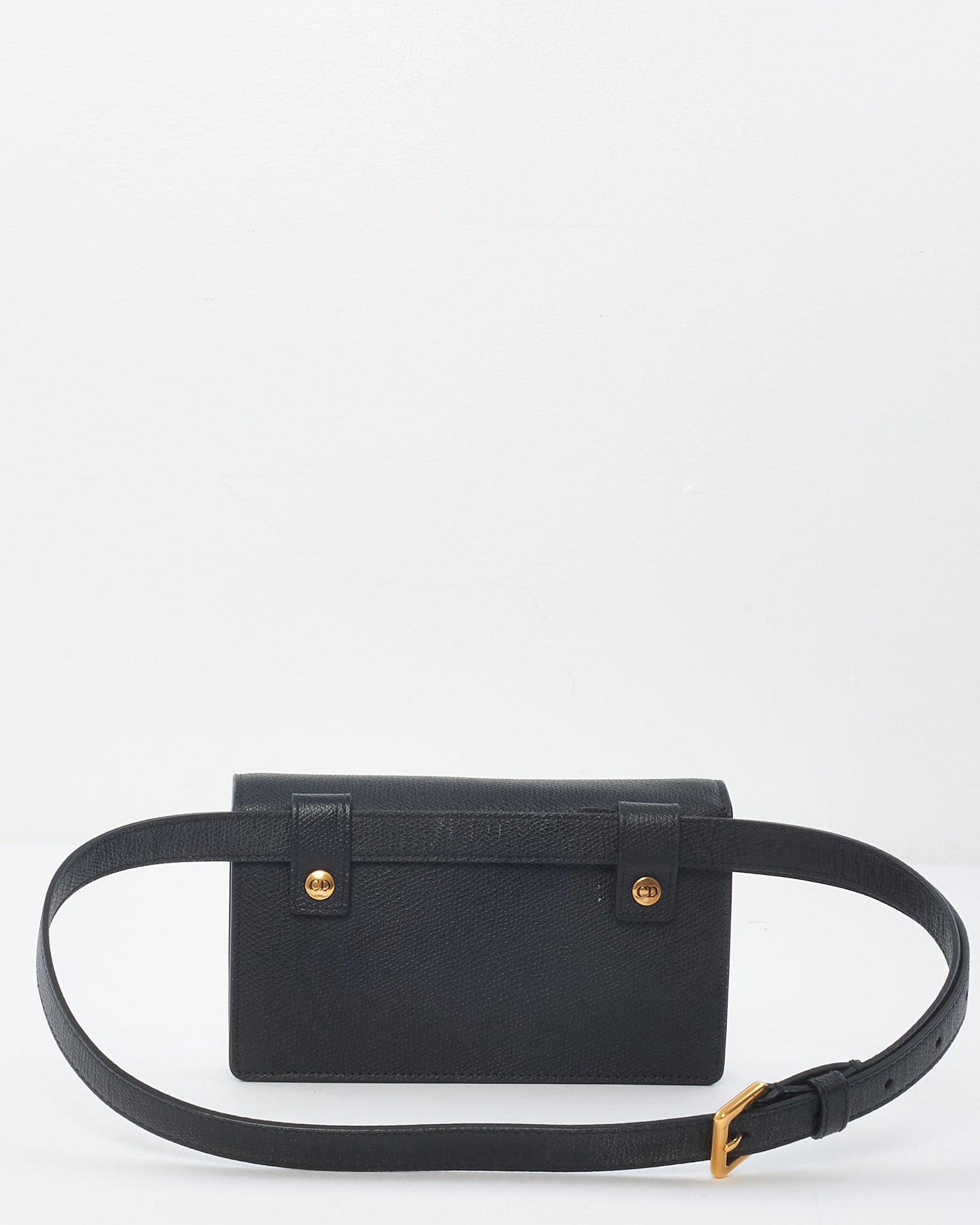 Dior Black Grained Leather Saddle Belt Bag