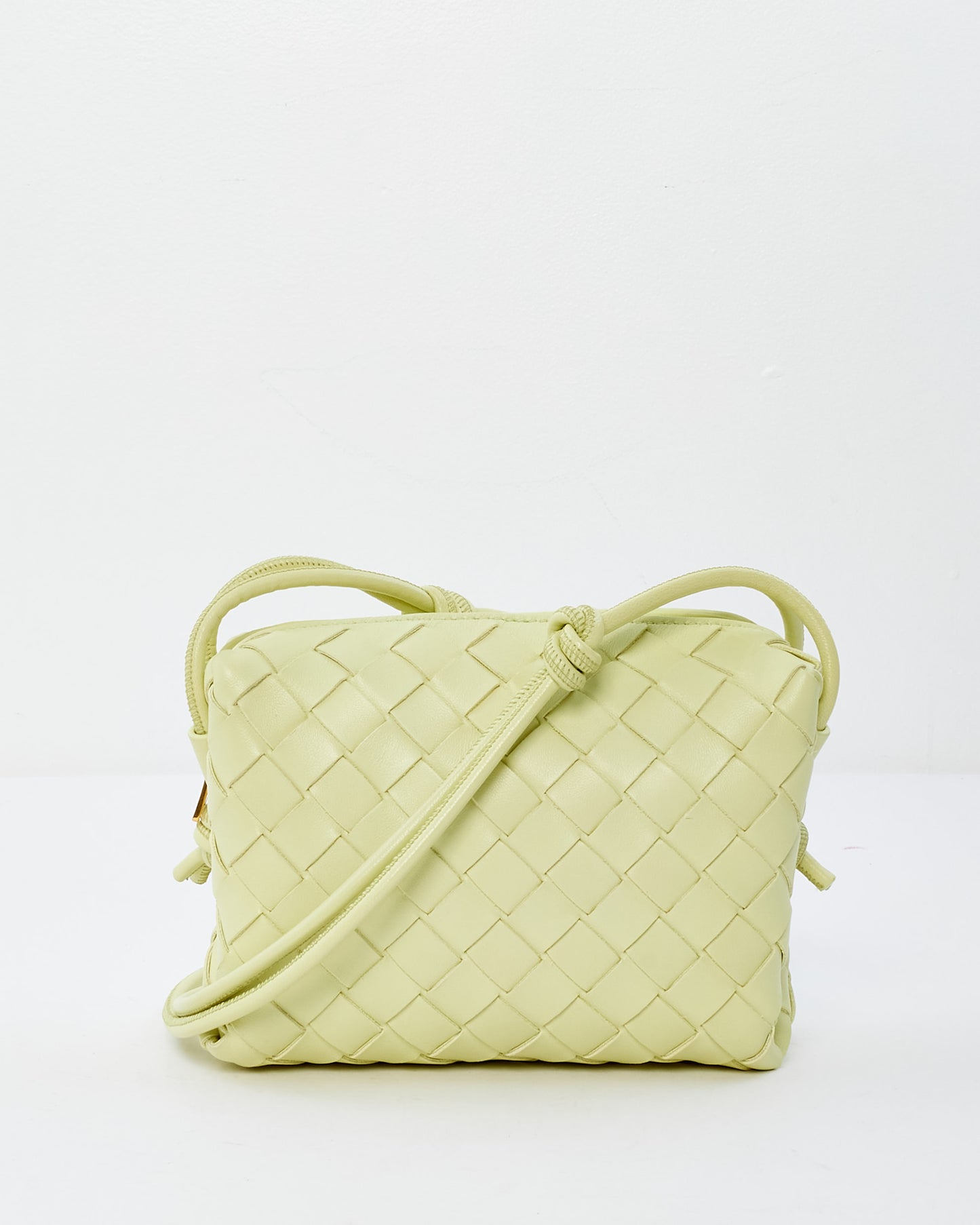 Bottega Veneta Washed Lemon Intrecciato Leather Mini Loop Camera Bag