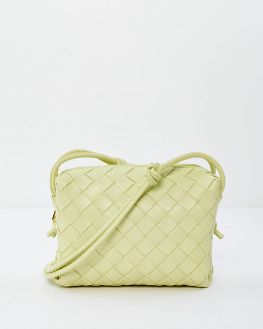 Bottega Veneta Washed Lemon Intrecciato Leather Mini Loop Camera Bag