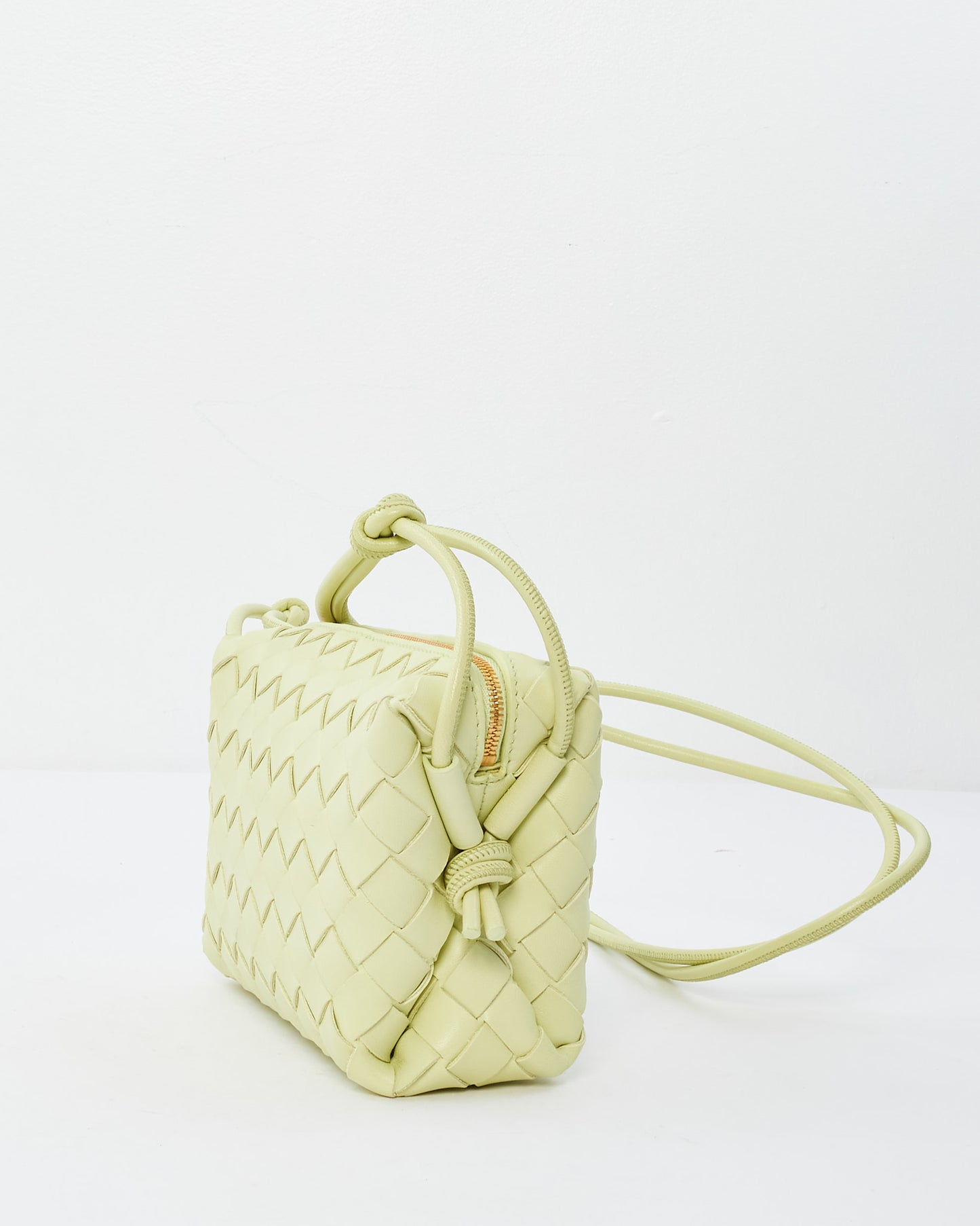 Bottega Veneta Washed Lemon Intrecciato Leather Mini Loop Camera Bag