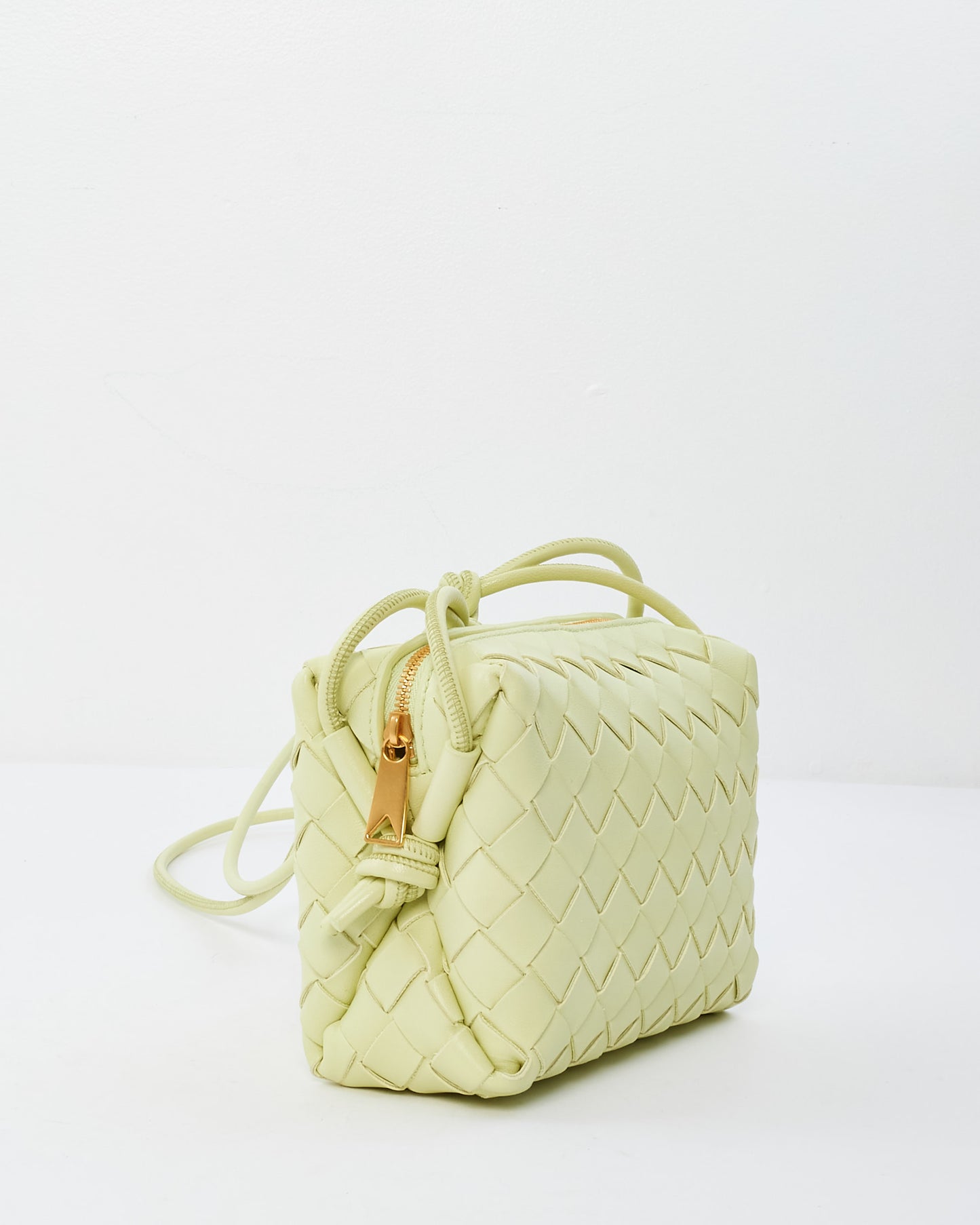 Bottega Veneta Washed Lemon Intrecciato Leather Mini Loop Camera Bag