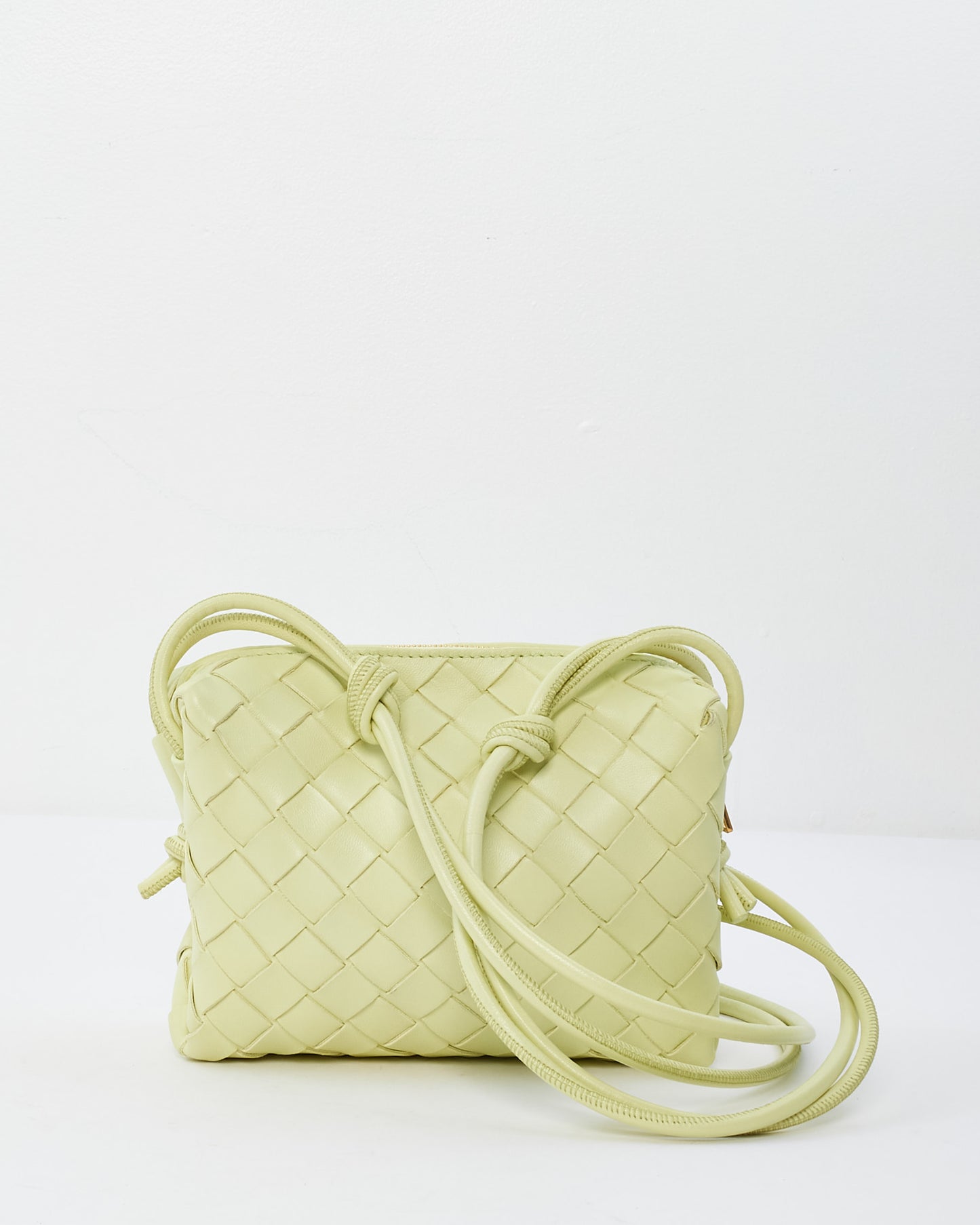 Bottega Veneta Washed Lemon Intrecciato Leather Mini Loop Camera Bag