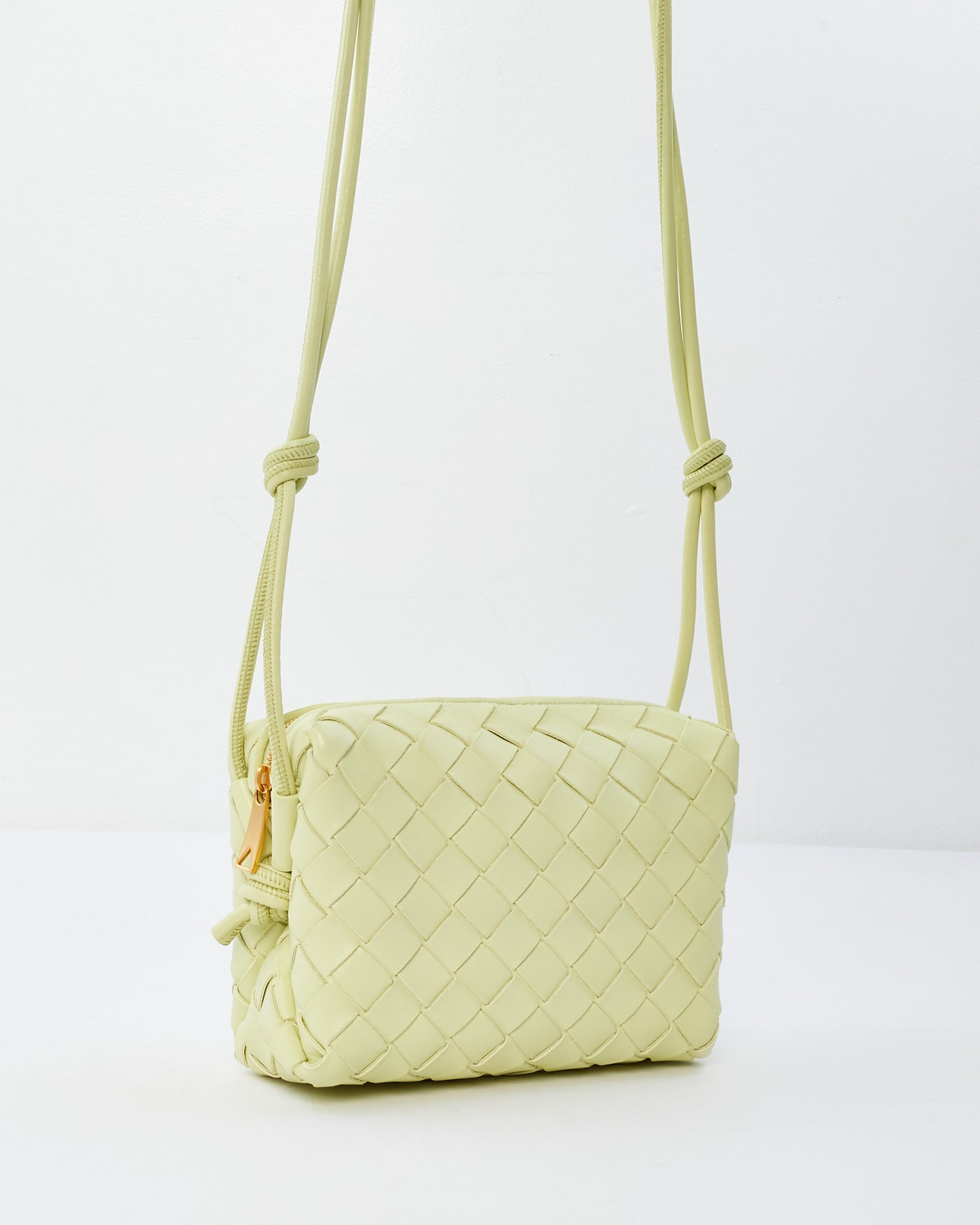 Bottega Veneta Washed Lemon Intrecciato Leather Mini Loop Camera Bag