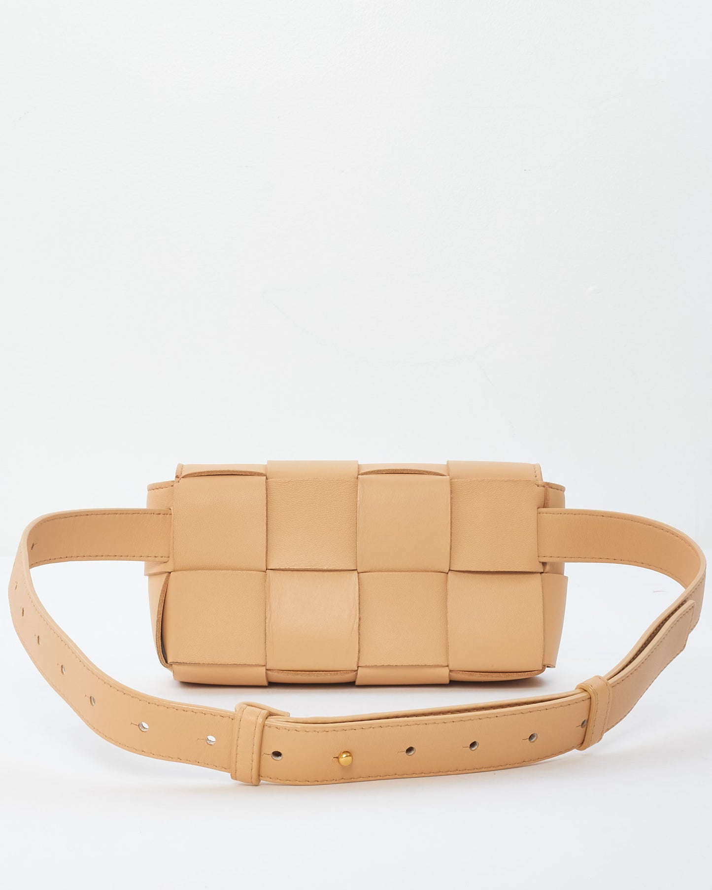 Bottega Veneta Almond Beige Intrecciato Leather Belt Bag