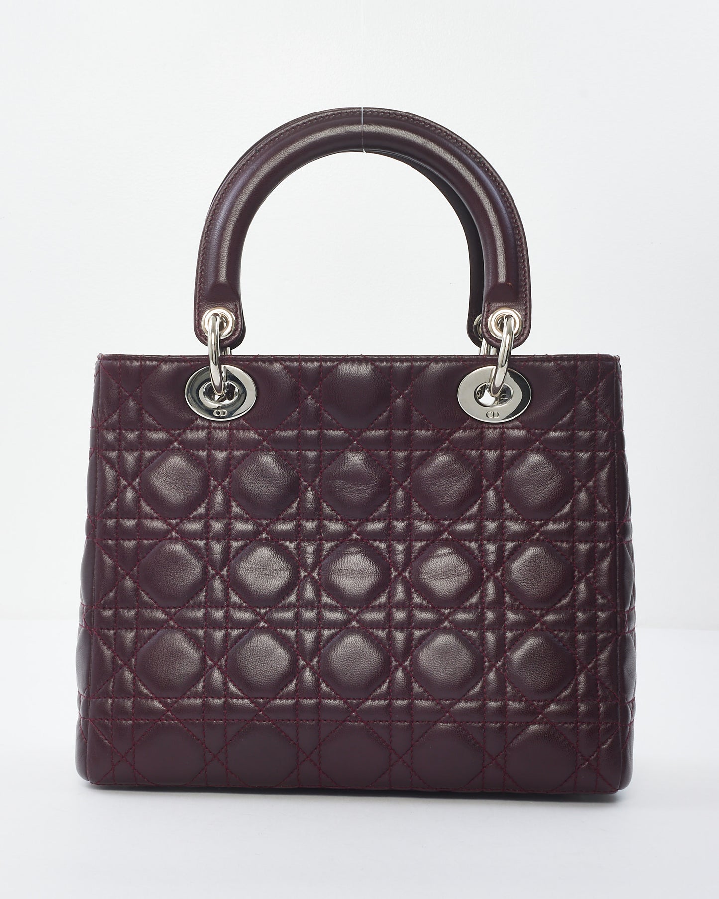 Dior Vintage Burgundy Cannage Leather Medium Lady Dior Bag