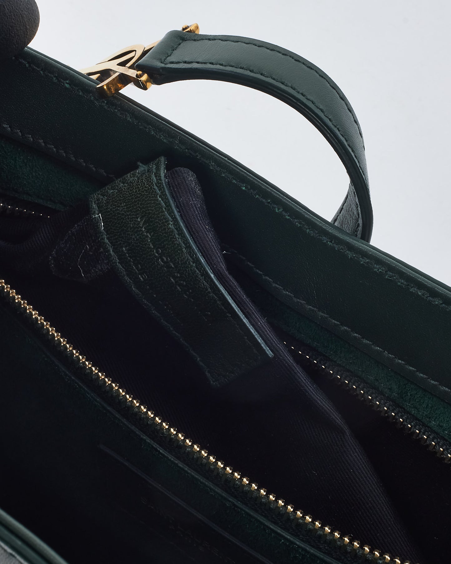 Saint Laurent Forest Green Leather 5 à 7 Hobo Shoulder Bag