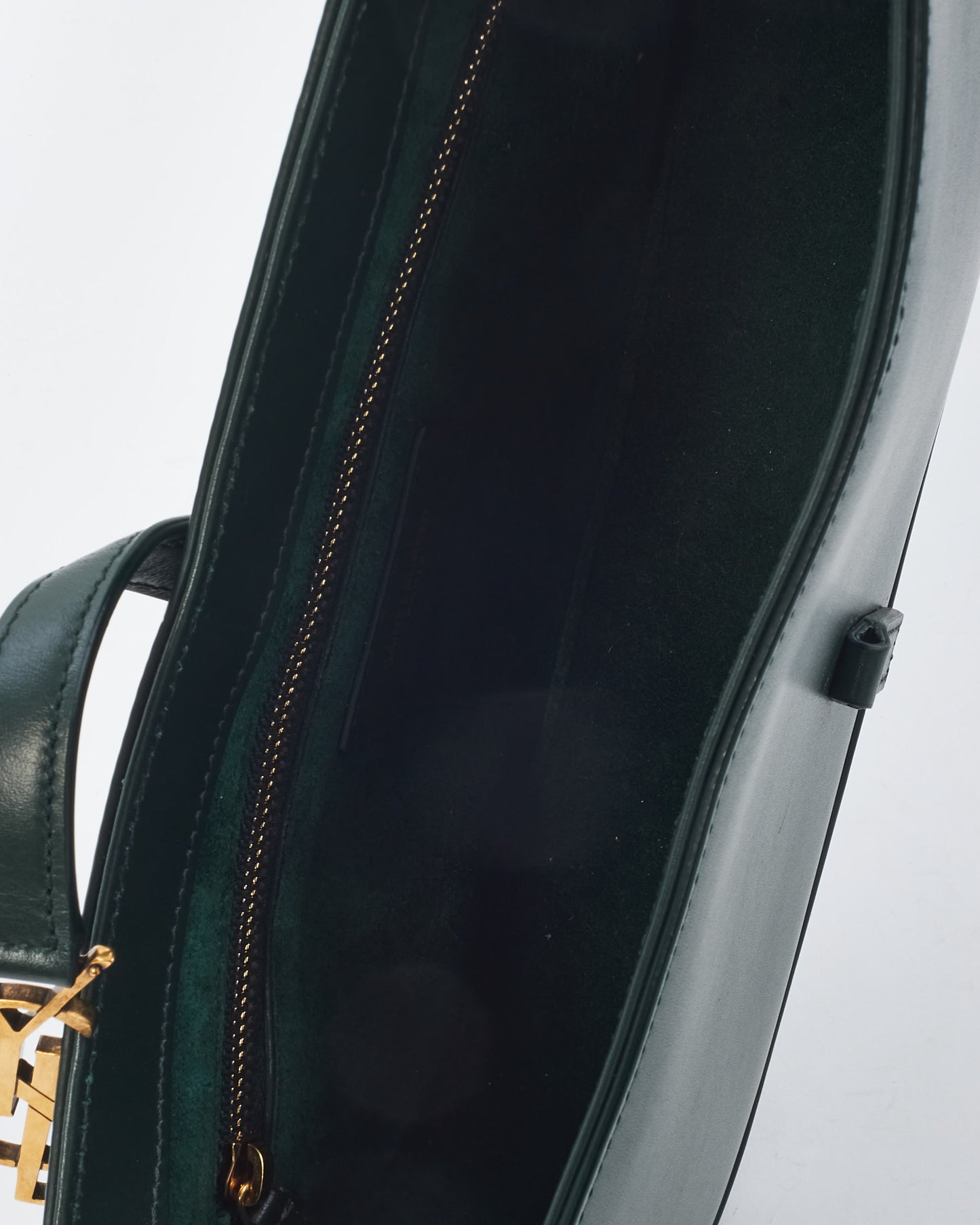 Saint Laurent Forest Green Leather 5 à 7 Hobo Shoulder Bag