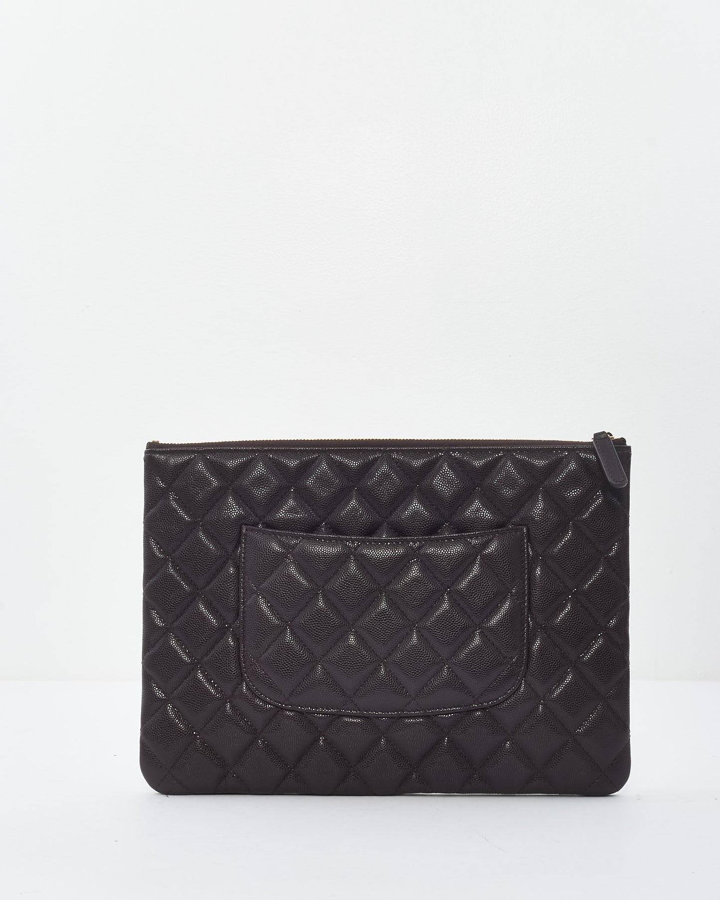 Chanel Chocolate Brown Caviar Leather GHW Pouch