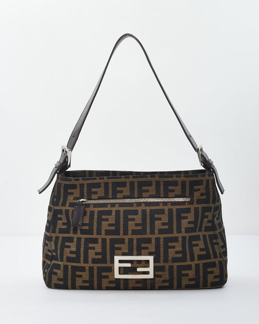 Fendi Brown Monogram Zucca Canvas Mamma Baguette With Zipper