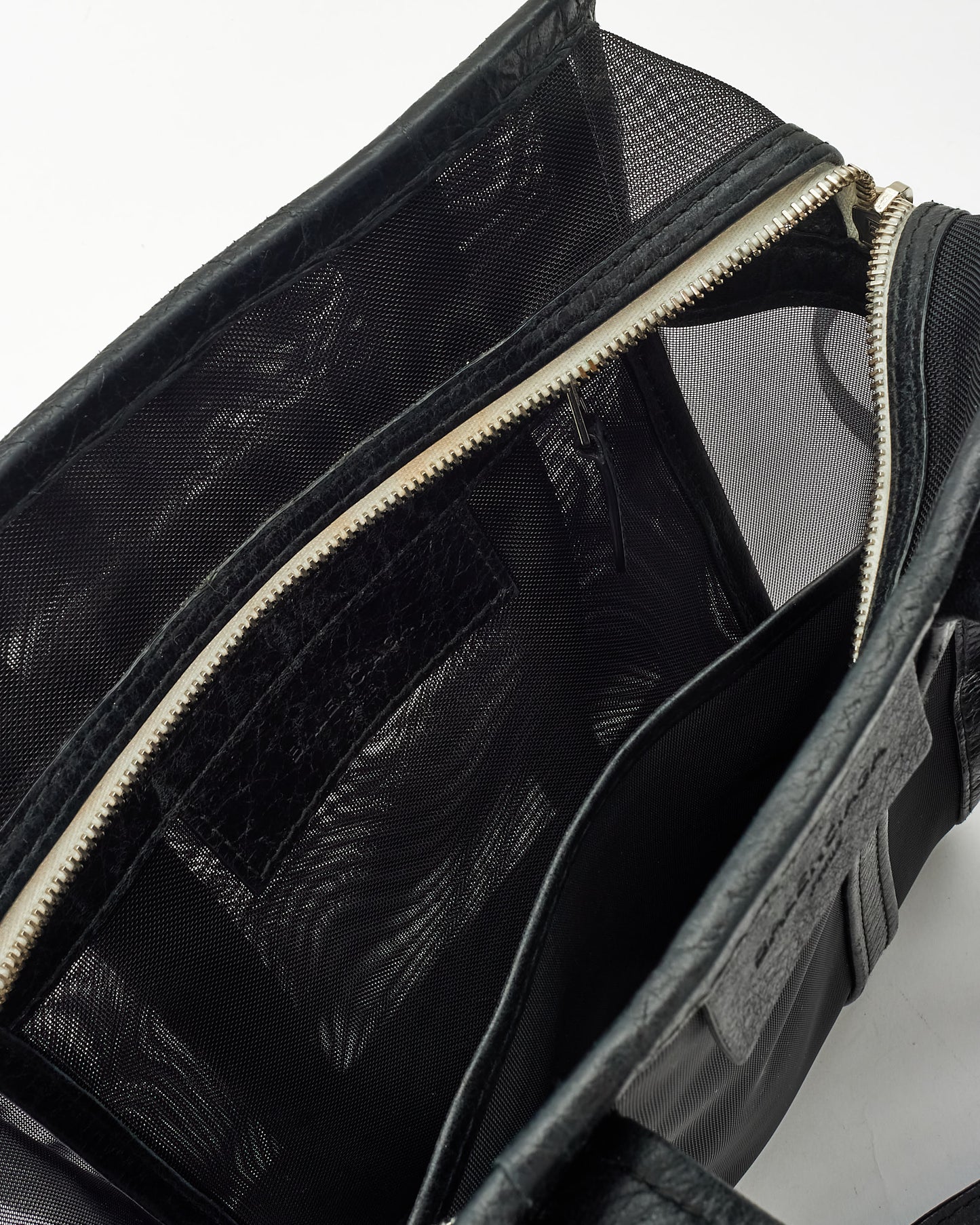 Balenciaga Black Mesh 
Leather S Shopper Tote Bag