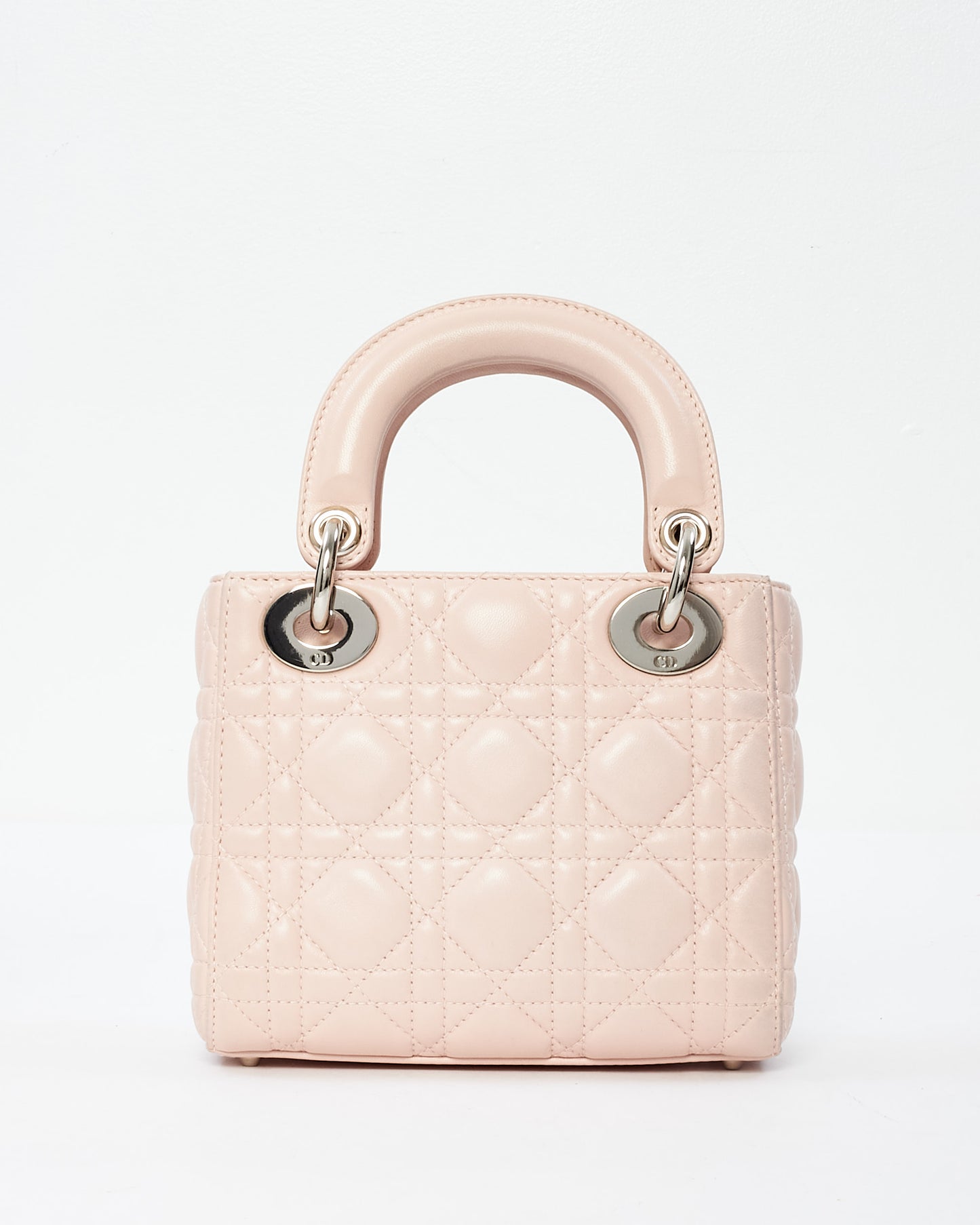 Dior Light Pink Lambskin Leather Cannage Mini Lady Dior Bag w/ Jewel Strap