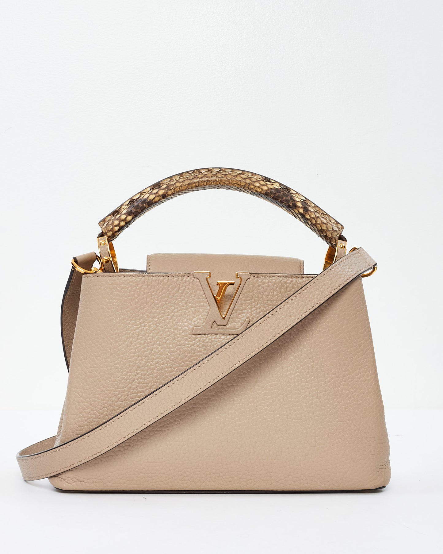 Louis Vuitton Beige Taurillon Python-Trimmed Capucines BB Bag