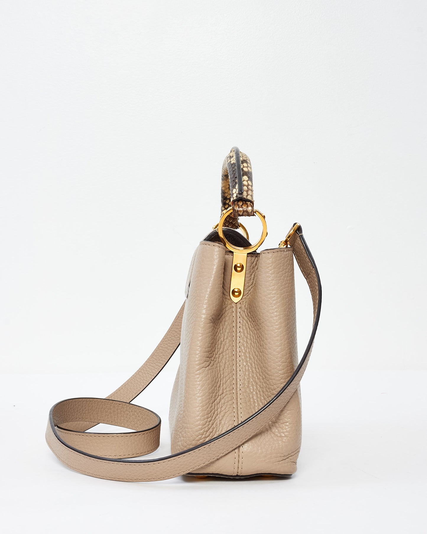 Louis Vuitton Beige Taurillon Python-Trimmed Capucines BB Bag