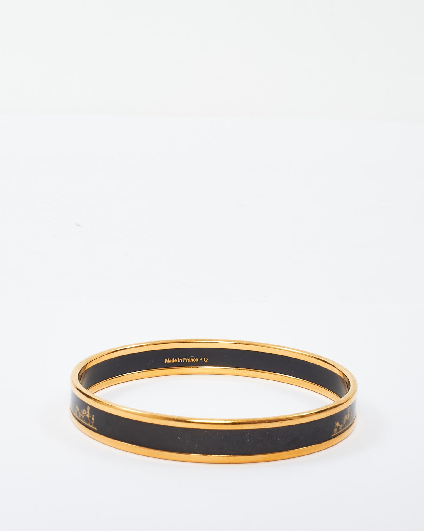 Hermès Black 
Gold Caleche Narrow Bangle