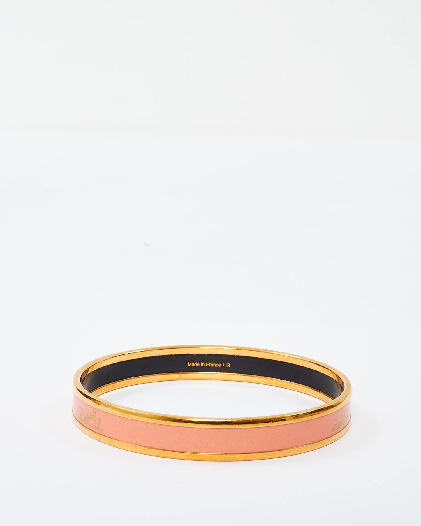 Hermès Pink 
Gold Caleche Narrow Bangle