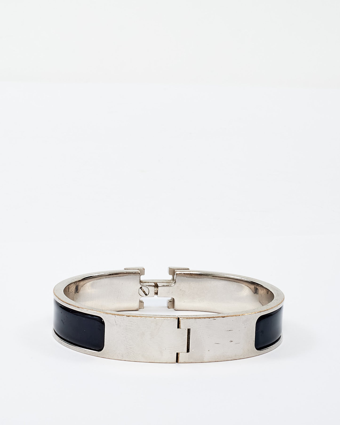 Hermès Black 
Silver Clic Bracelet - PM