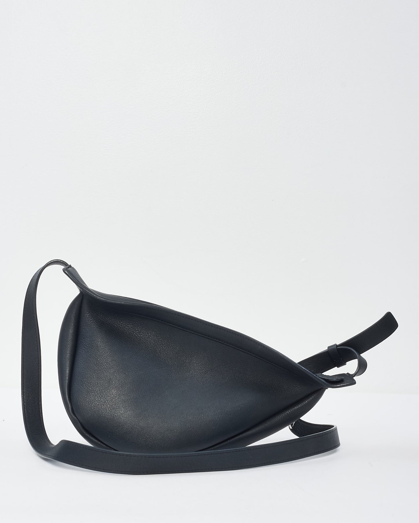 The Row Black Leather Small Slouchy Banana Bag