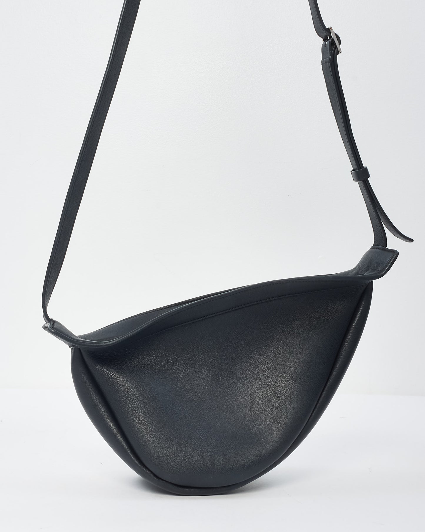 The Row Black Leather Small Slouchy Banana Bag