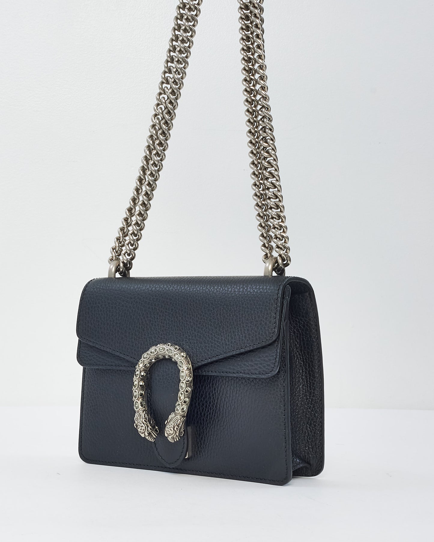 Gucci Black Leather Rhinestone Dionysus Mini Bag