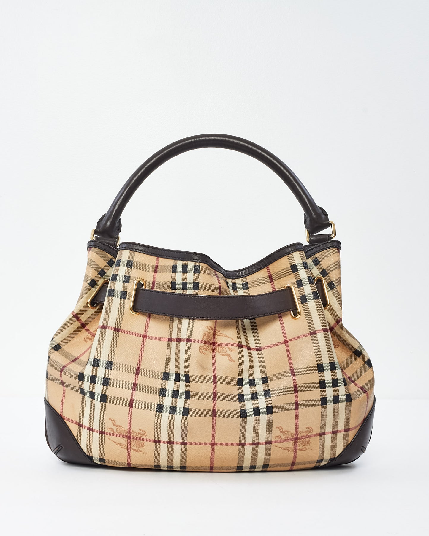 Burberry Haymarket Check Leather Hobo Bag