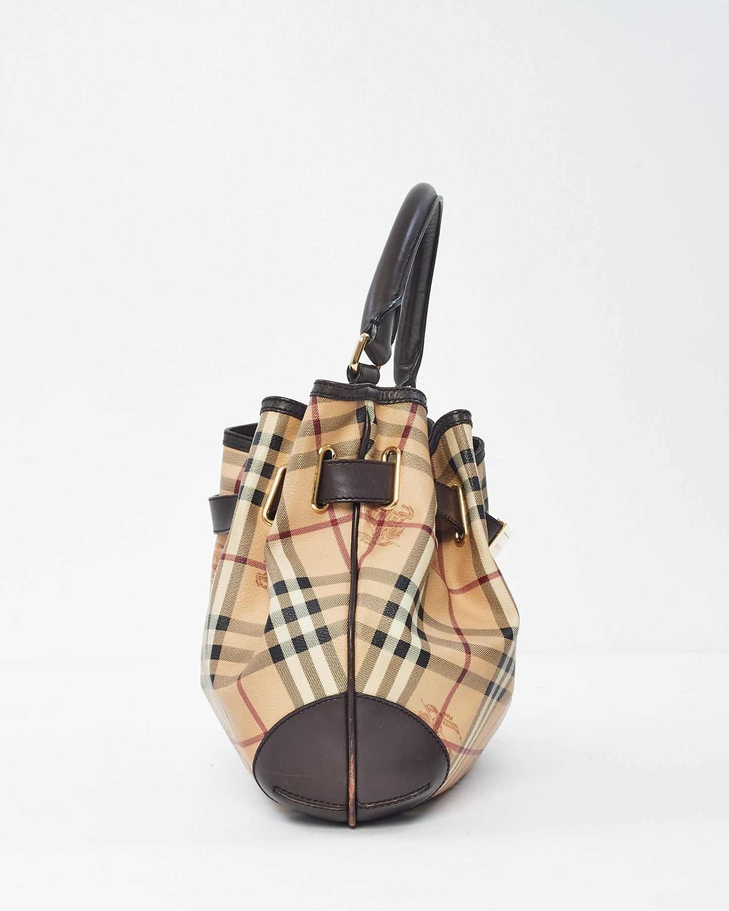 Burberry Haymarket Check Leather Hobo Bag