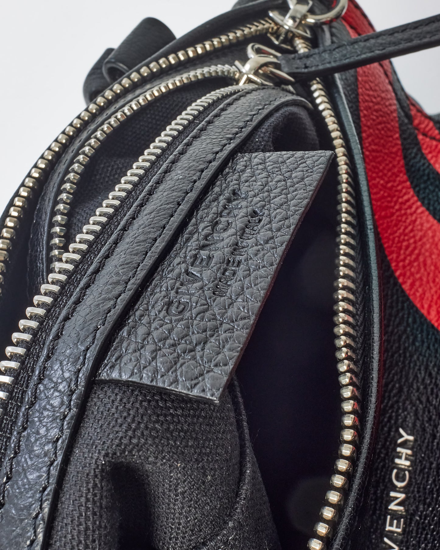 Givenchy Black 
Red Stripe Leather Small Pandora Bag