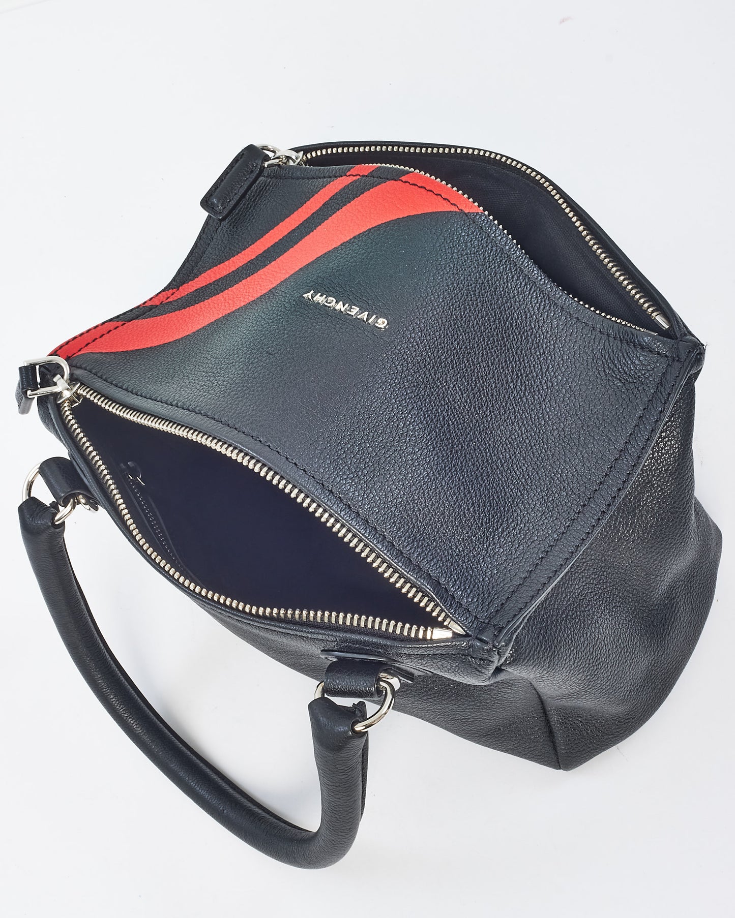 Givenchy Black 
Red Stripe Leather Small Pandora Bag