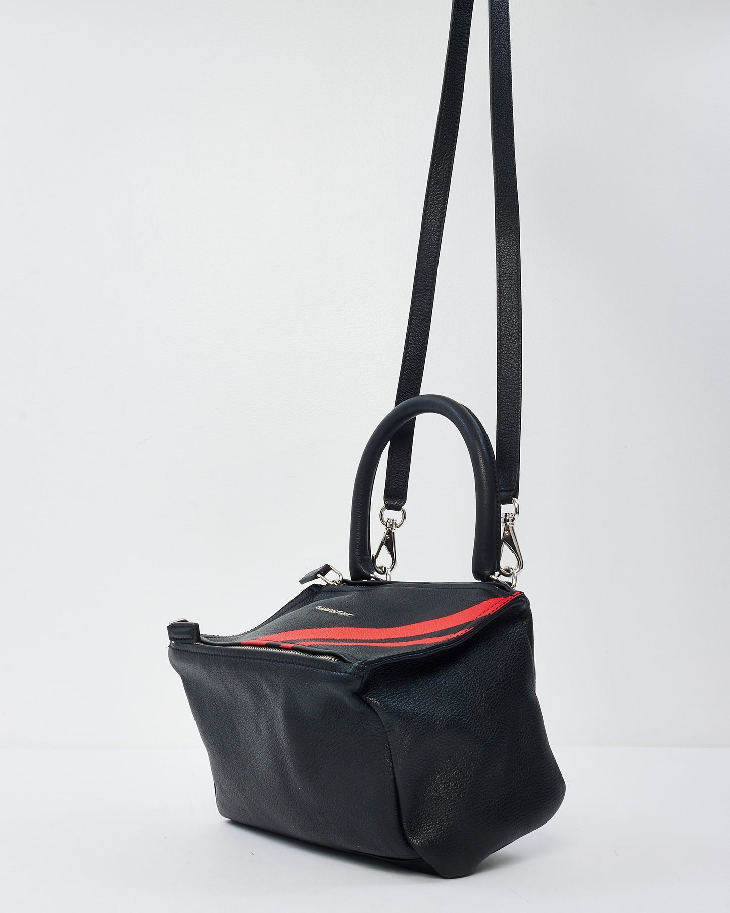 Givenchy Black 
Red Stripe Leather Small Pandora Bag