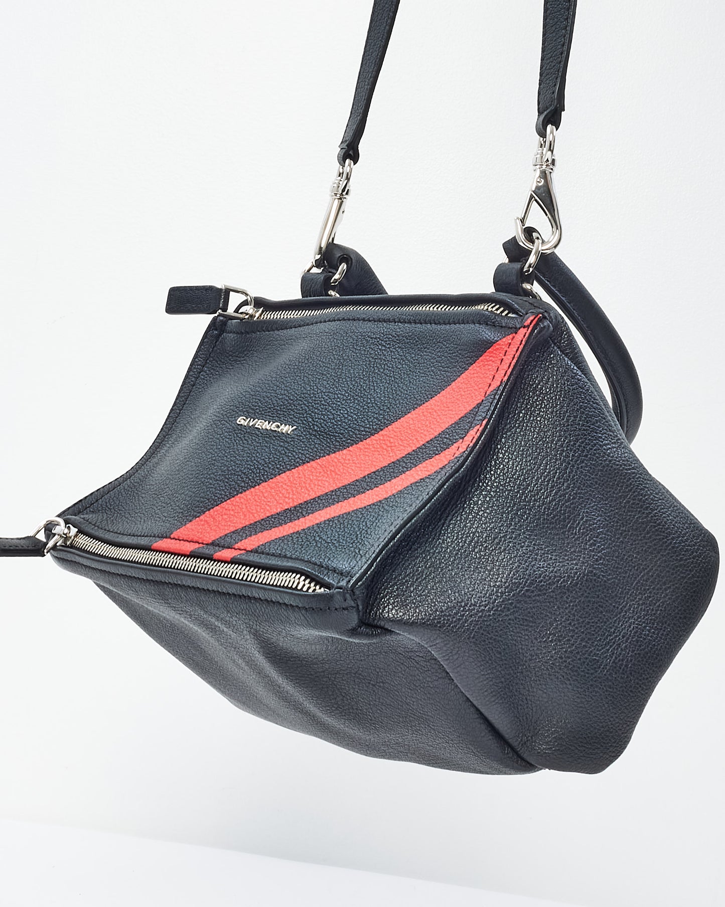 Givenchy Black 
Red Stripe Leather Small Pandora Bag