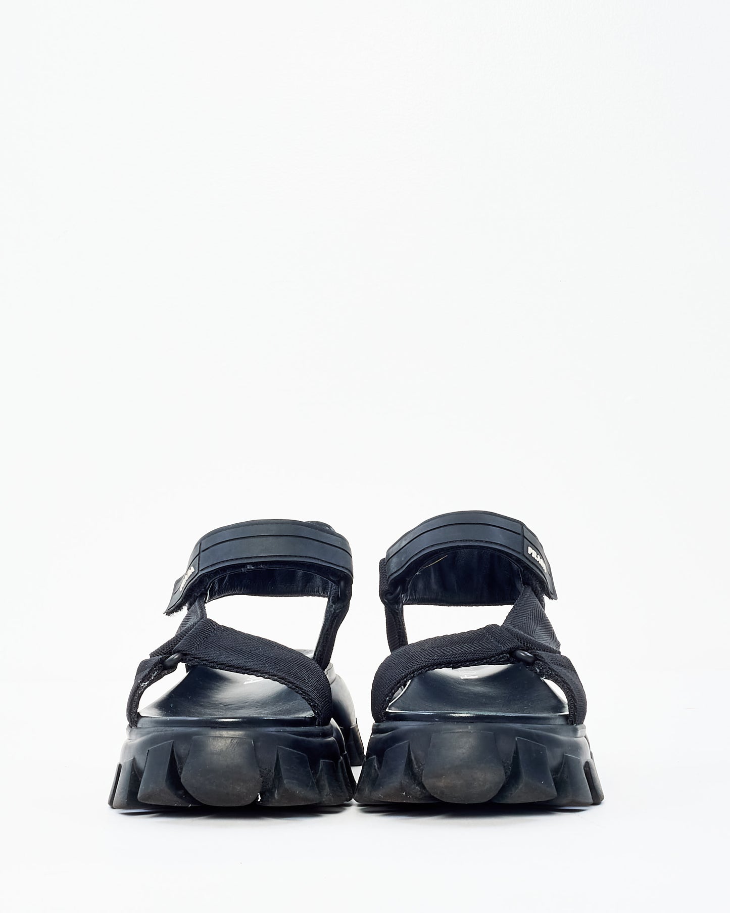 Prada Fabric Cloudbust Thunder Velcro Platform Dad Sandals - 35