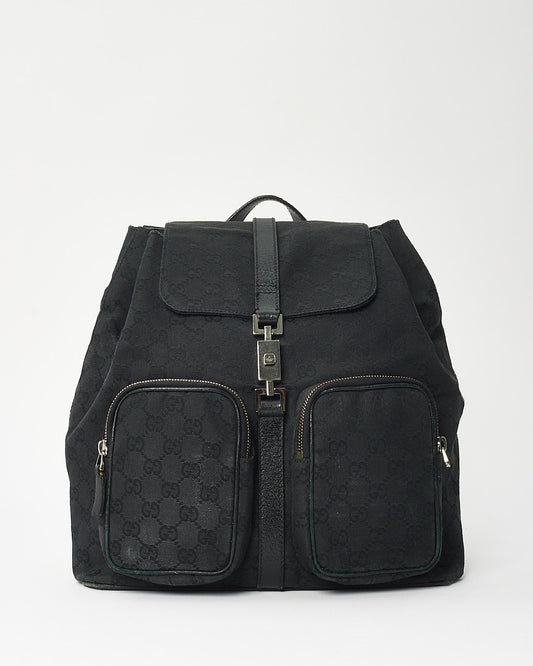 Gucci Black Monogram Canvas Jackie GG Rucksack Backpack