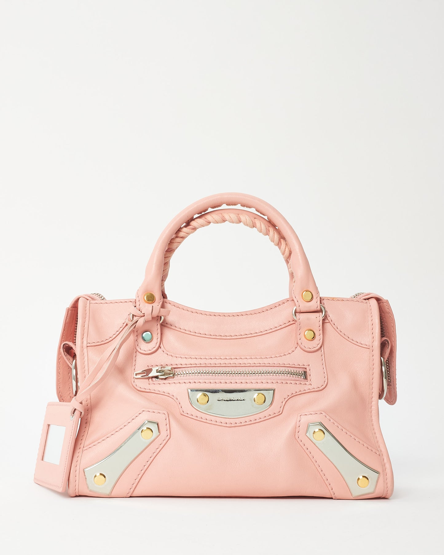 Balenciaga Pink Leather Dual Tone Hardware Mini City Bag