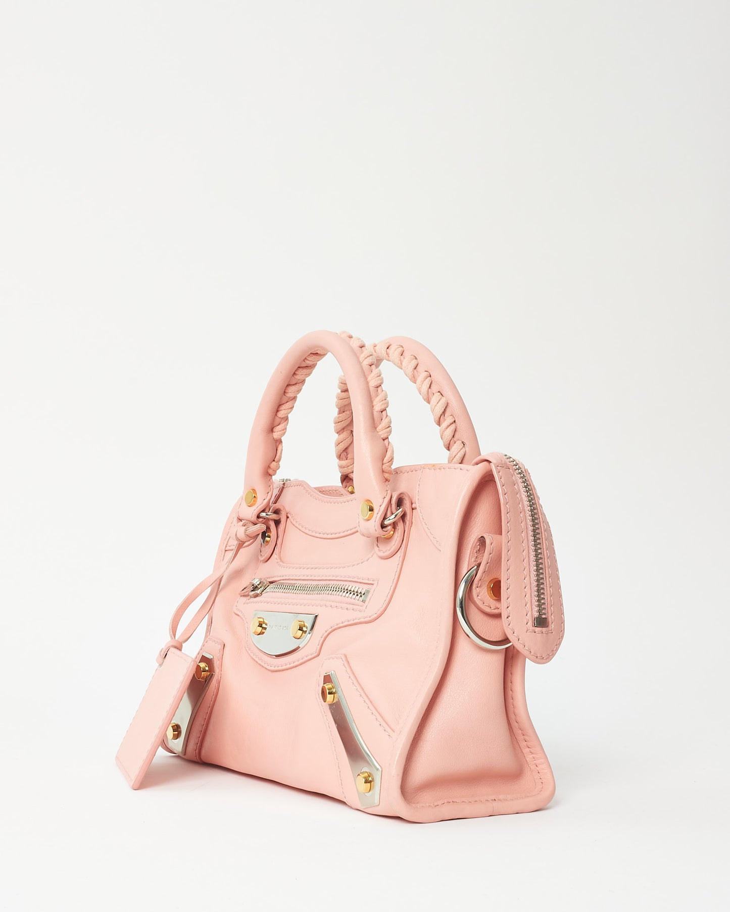 Balenciaga Pink Leather Dual Tone Hardware Mini City Bag