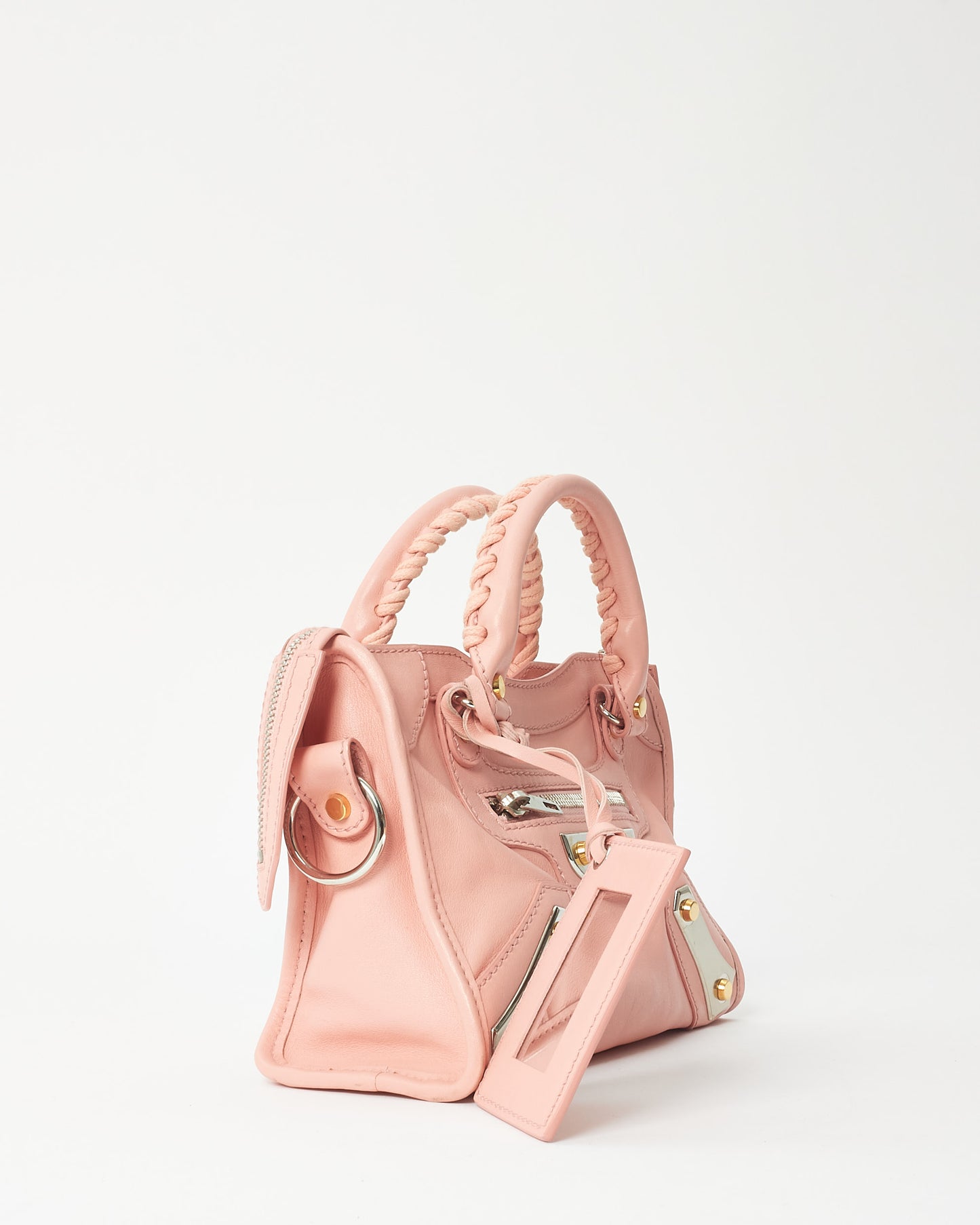 Balenciaga Pink Leather Dual Tone Hardware Mini City Bag