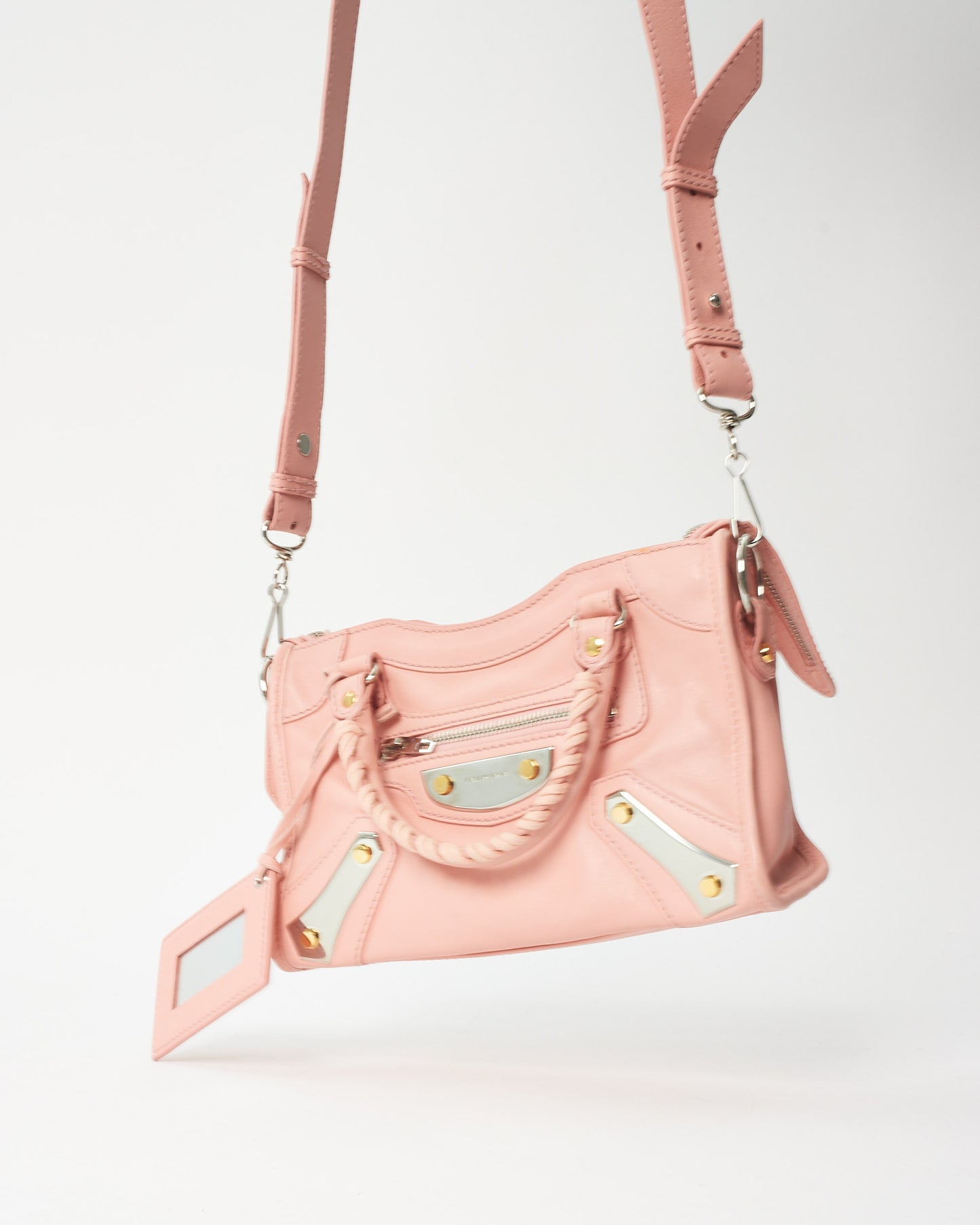 Balenciaga Pink Leather Dual Tone Hardware Mini City Bag