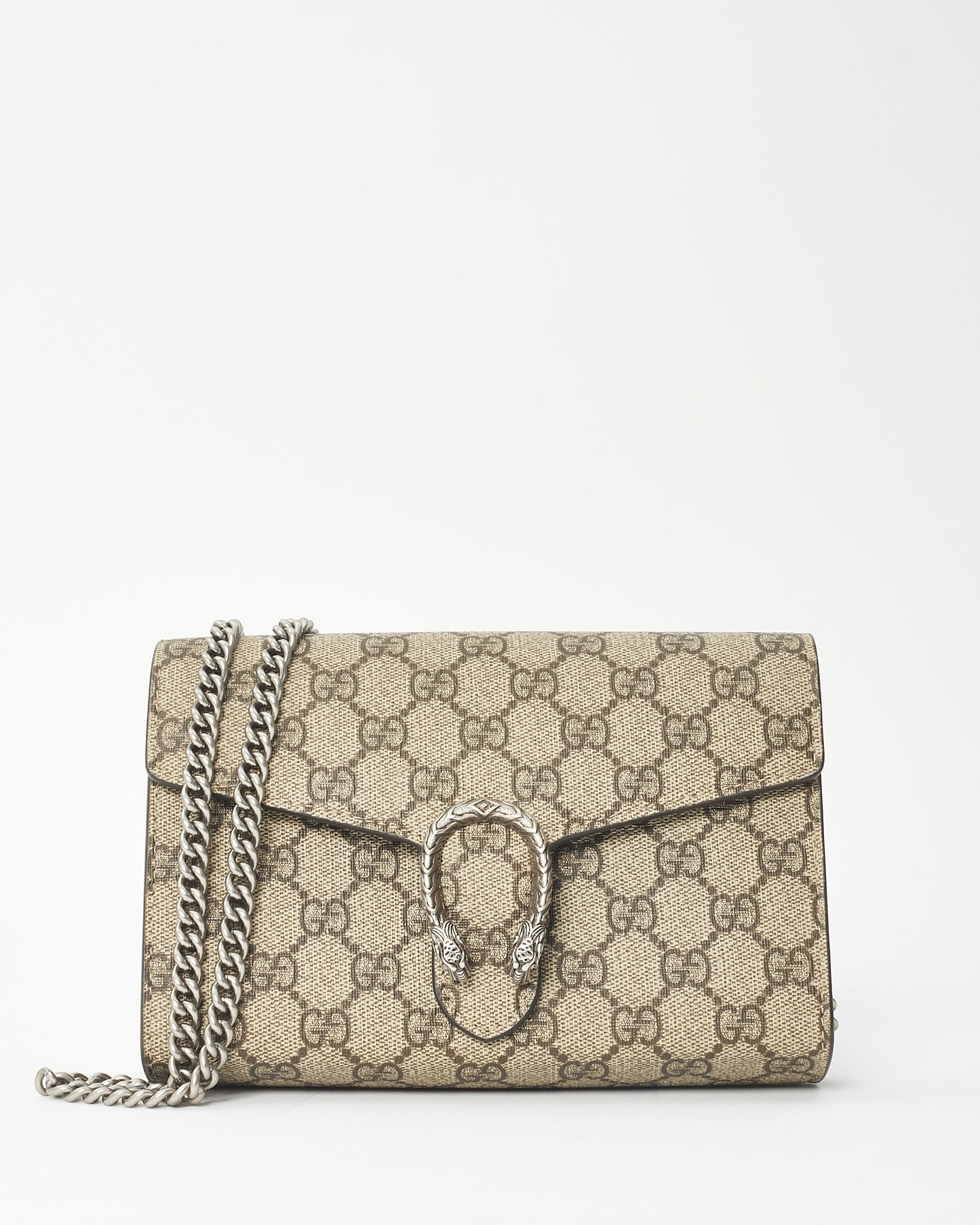 Gucci Monogram Coated Canvas Brown Dionysus Wallet On Chain