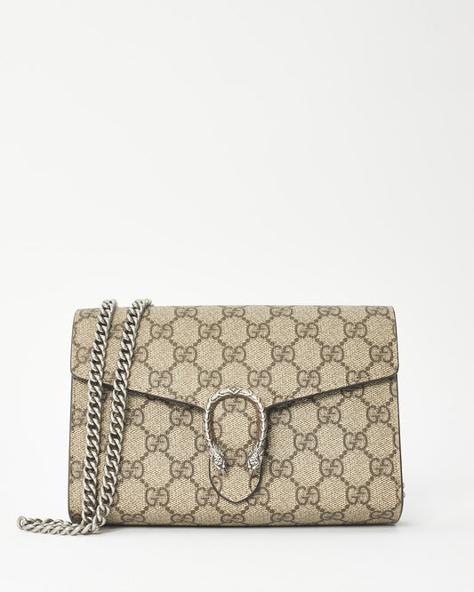 Gucci Monogram Coated Canvas Brown Dionysus Wallet On Chain