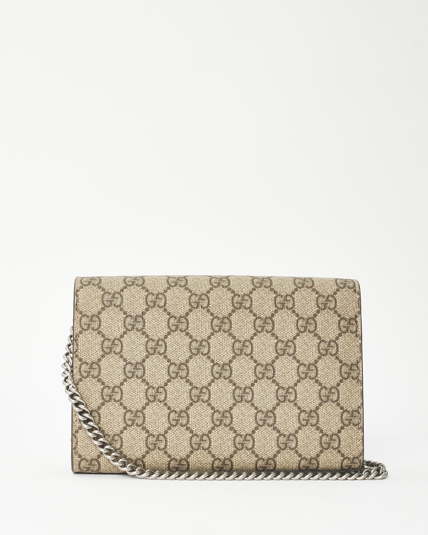 Gucci Monogram Coated Canvas Brown Dionysus Wallet On Chain