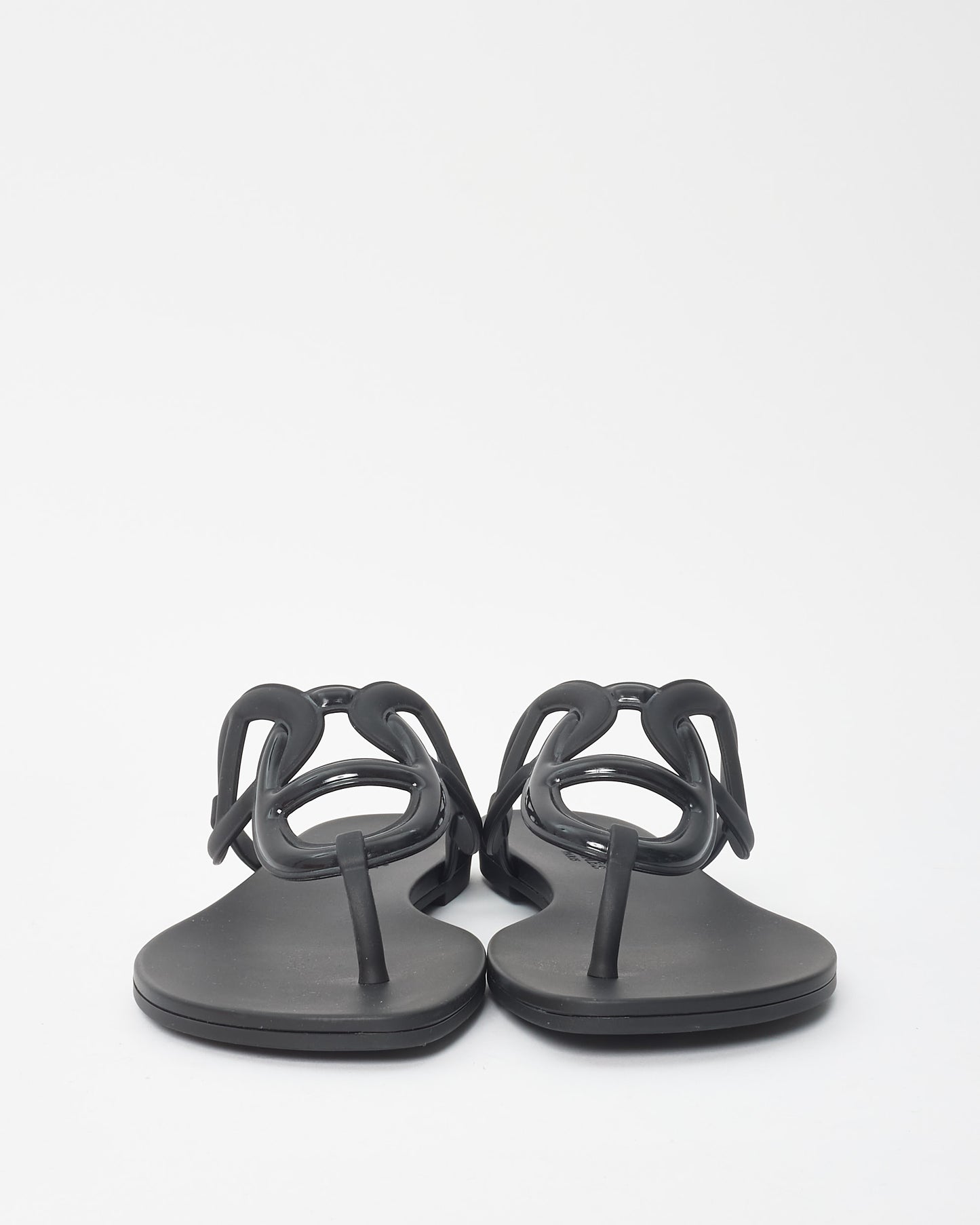 Hermès Black Rubber Egerie Sandals - 39