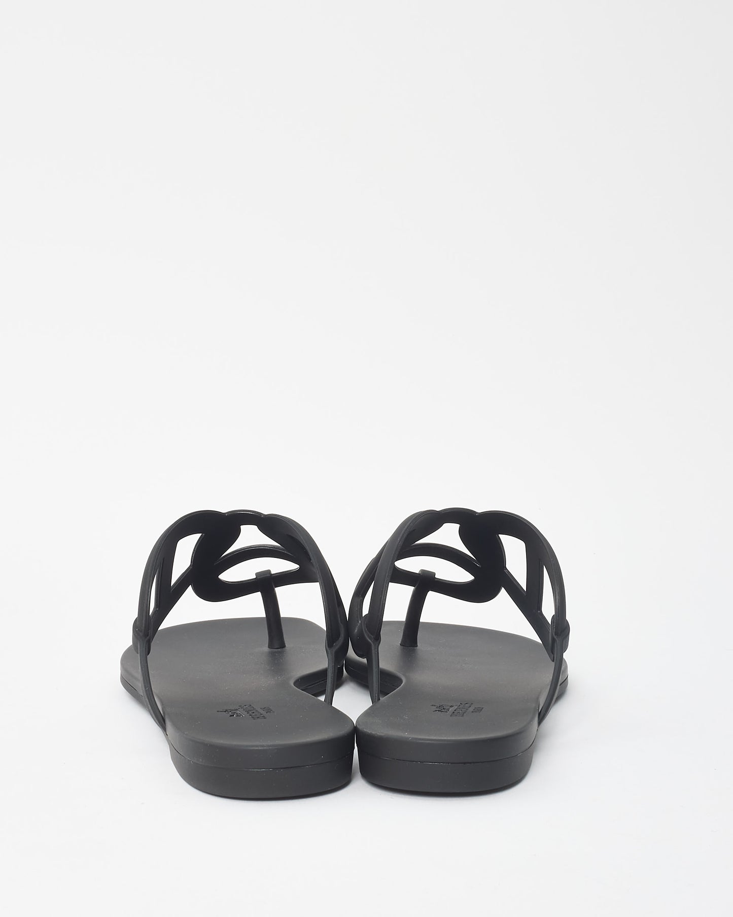 Hermès Black Rubber Egerie Sandals - 39