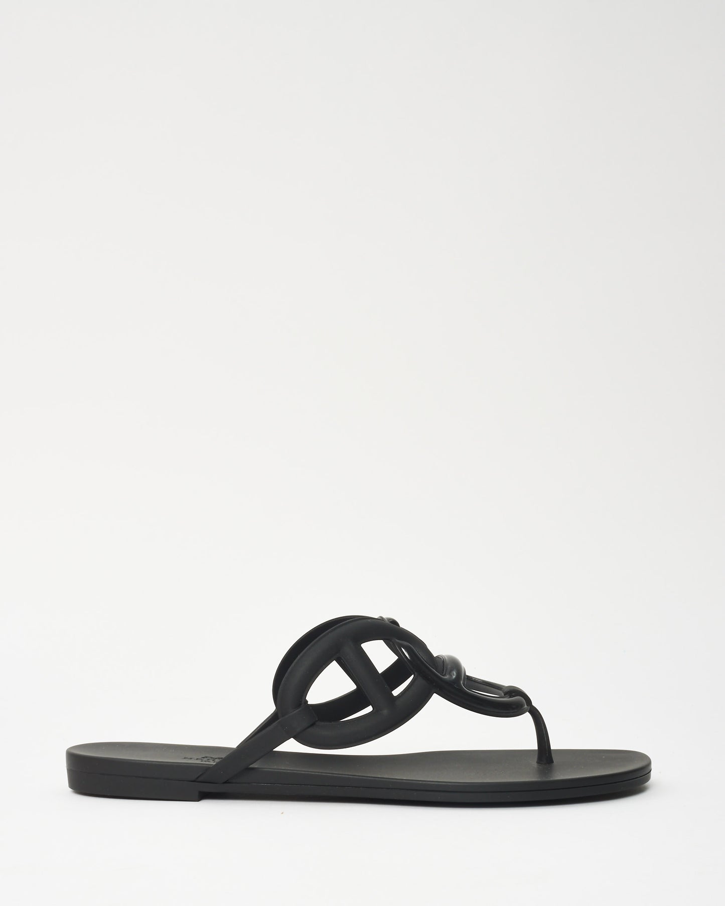 Hermès Black Rubber Egerie Sandals - 39