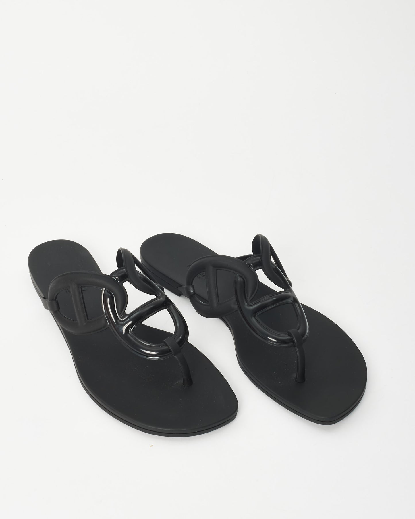 Hermès Black Rubber Egerie Sandals - 39