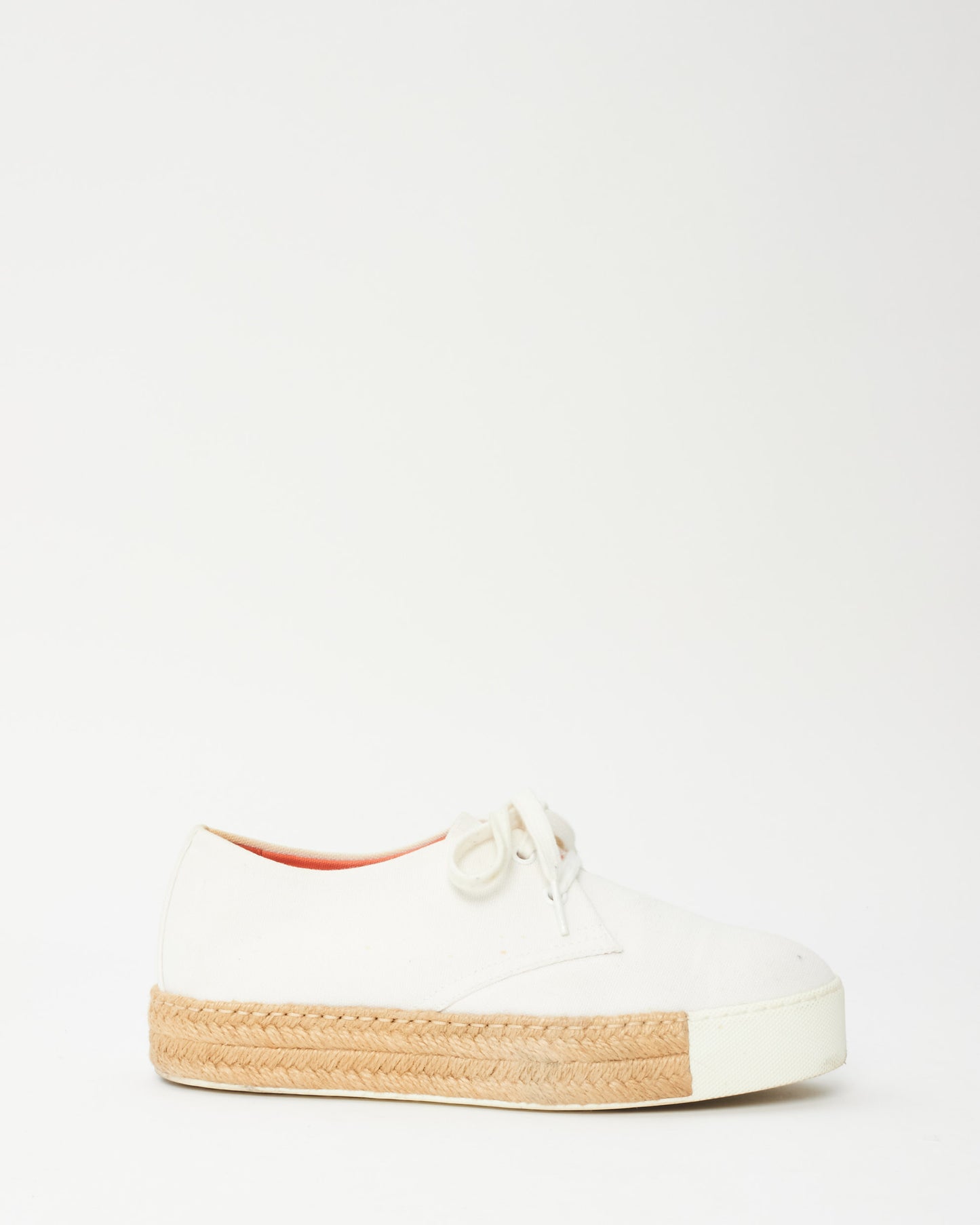 Hermès White Canvas Espadrille Rosa Sneakers - 38