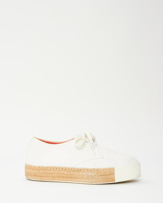 Hermès White Canvas Espadrille Rosa Sneakers - 38