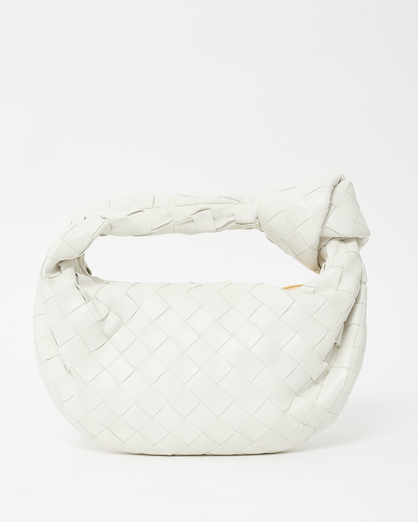 Bottega Veneta White Intrecciato Leather W/ Red Heart Mini Jodie