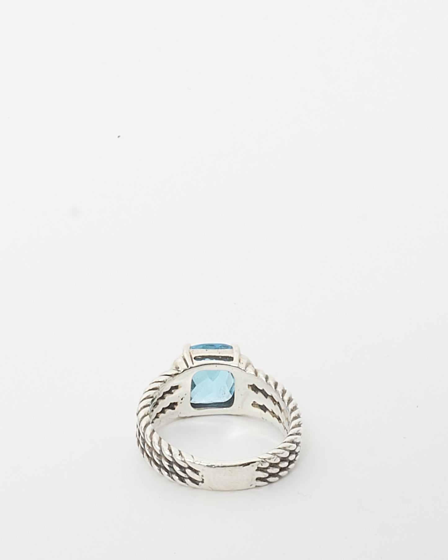 David Yurman 925 Silver Blue Topaz 
Diamond Wheaton Ring - 7